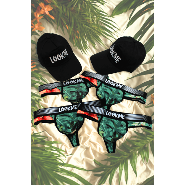 Pack 4 Strings Homme LM2402-57ARO LOOKME + 2 Casquettes Offertes
